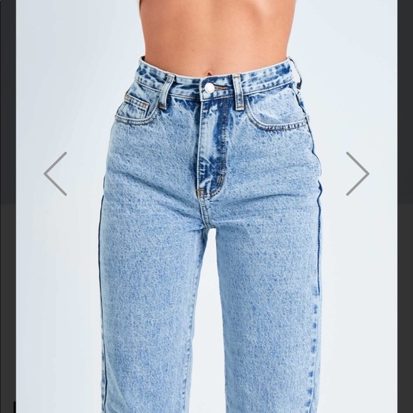 Missy Empire Denim Acid Wash Straight Leg Split Detail Jeans size US 12/UK 14 - Picture 2 of 11